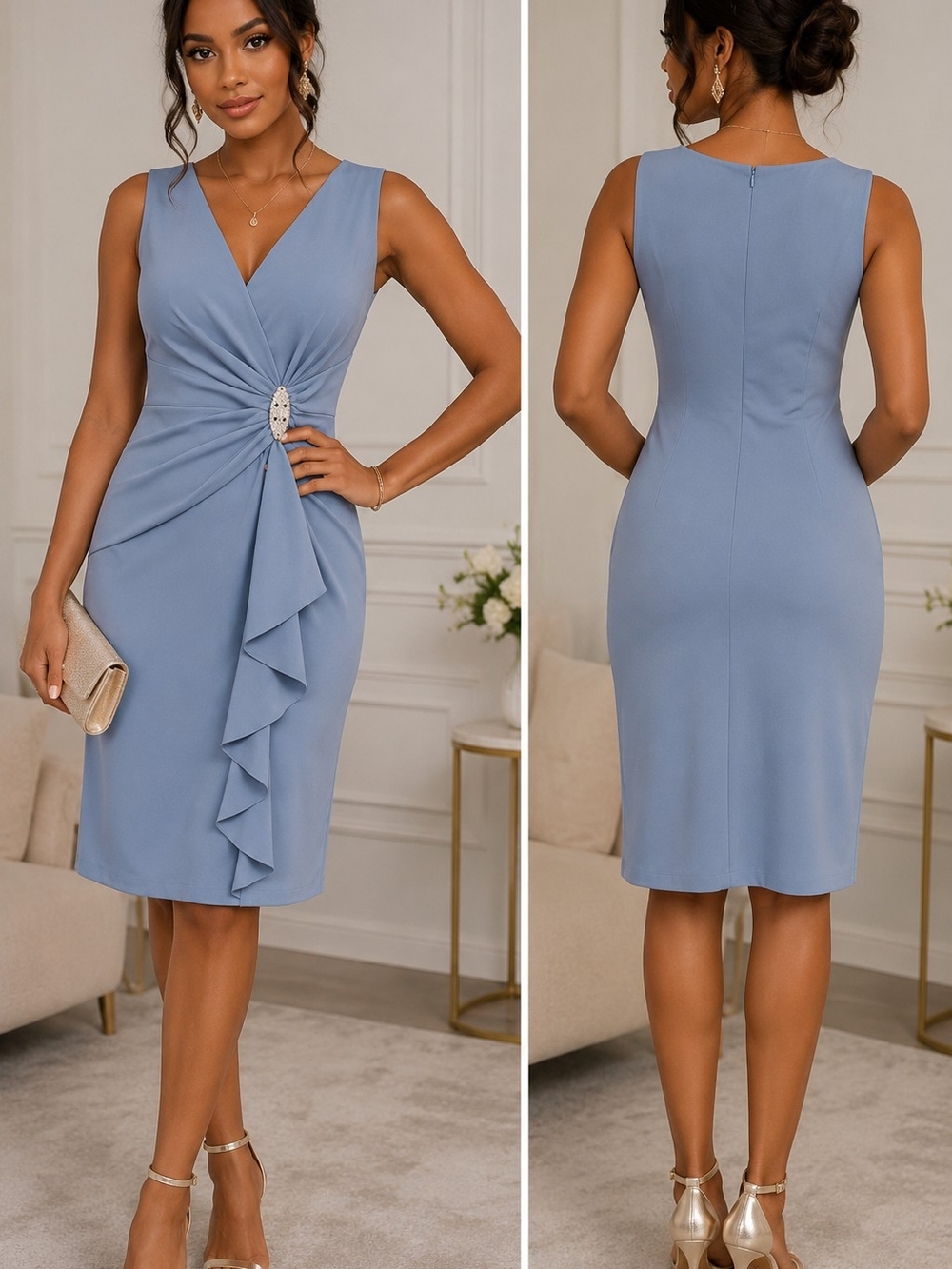 Jessica Howard Blue Cocktail Dress Size 10 Elegant Wedding Guest